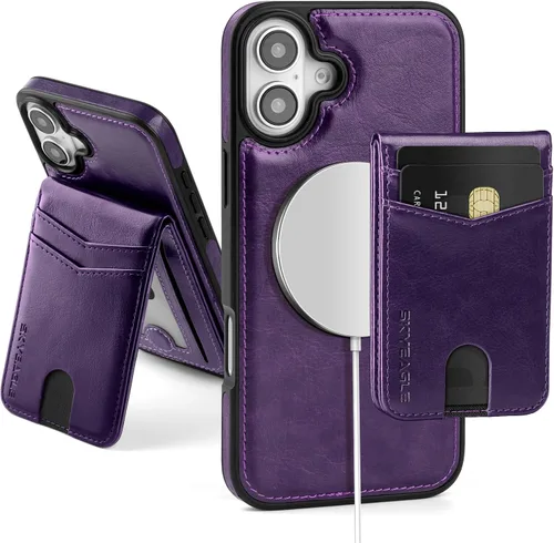 Vista 94 de SkyEagle - Funda tipo cartera compatible con MagSafe para iPhone 11, color negro Detachable Magnetic Credit Card Holder,RFID Blocking,PU