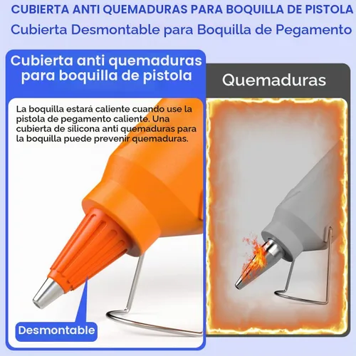 Vista 3 de Kit de pistola de pegamento caliente con 30 barras de pegamento (130 mm x 7 mm), precalentamiento rápido, alta temperatura para manualidades Naranja