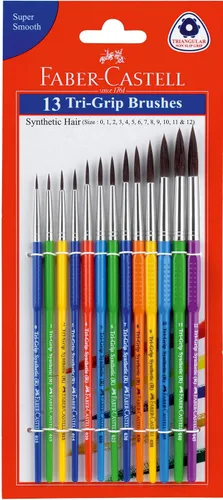 Vista 2 de A.W.Faber-Castell I Pvt Ltd Tri-Grip - Juego de 13 pinceles redondos de pelo sintético