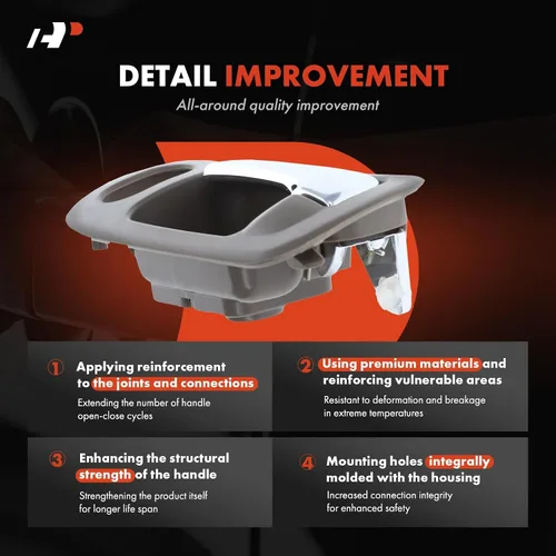 Vista 3 de A-Premium Manija de puerta interior delantera izquierda del lado del conductor con orificio de bloqueo compatible con Honda Civic 2001 2002 2003