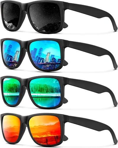 Vista 42 de KALIYADI Sunglasses Men Polarized Sun glasses for Mens Womens Classic Matte Black Frame UV Protection 3pack negro + negro + amarillo + amarillo