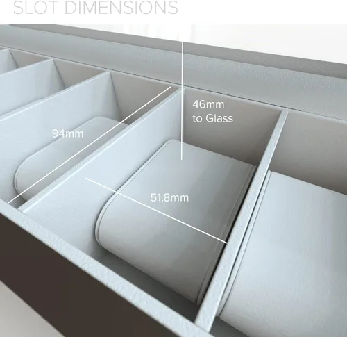 Vista 6 de CASE ELEGANCE Caja organizadora de reloj de madera expreso con monograma de 12 ranuras con tapa de cristal