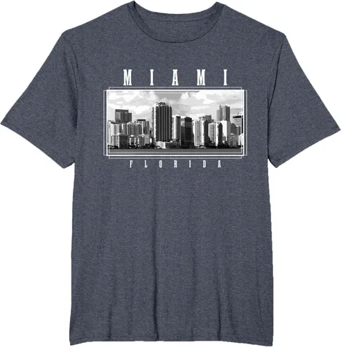 Vista 19 de Miami Skyline Florida Pride Vintage Miami Camiseta, Negro