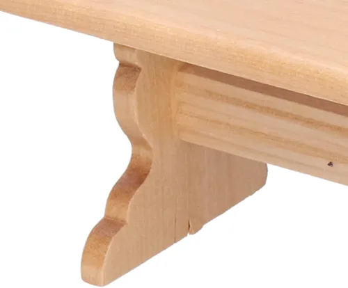Vista 3 de Juego de mesa y banco de madera para casa de muñecas a escala 1:12, muebles de casa de muñecas en miniatura, mesa de comedor larga para sala