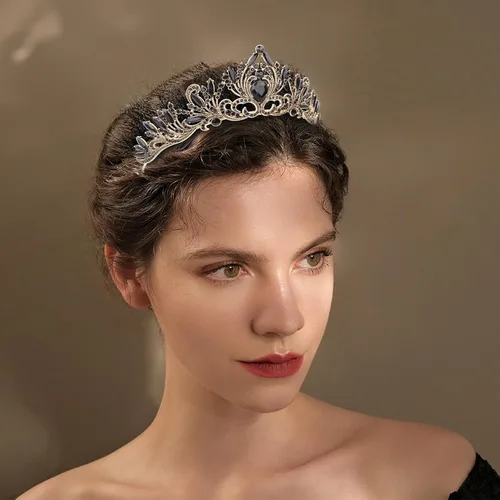 Vista 26 de Coronas para mujer Tiara para niñas Corona de princesa, 1 unidad (paquete de 1), Metal