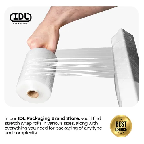Vista 7 de IDL Packaging Mini rollo elástico de 5 pulgadas, 700 pies, calibre 120 (paquete de 1) con un mango de cartón extendido, envoltura de plástico
