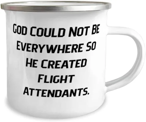 Vista 2 de God Could Not Be Everywhere So He Created. 12oz Camper Mug, Flight attendant Present From Coworkers, Special For Coworkers, Funny flight attendant