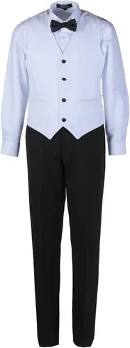 Vista 3 de Tuxgear Chaqueta de cena de chal blanco y negro para niños, 5 piezas, corbata de lazo