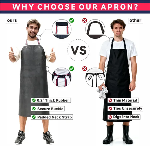 Vista 7 de GoldPig Thick Rubber Apron: Waterproof, Chemical Resistant, Adjustable Neck & Belt for Dishwashing, Gardening, Butchering