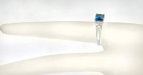 Vista 3 de 925 Sterling Silver Ring Genuine Gems Emerald-Cut 8x6 mm 2.5 Cts, East-West Setting, Rhodium-Plated Finish