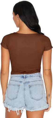 Vista 182 de Lojobands Camiseta corta ajustada para mujer, hecha en Estados Unidos, talla única