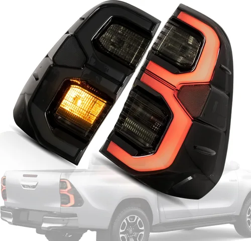 Vista 9 de VLAND Conjunto de luces traseras para Toyota Hilux 2015-2020 Base, Chasis, Doble Cab, SR, DLX (no para Tonka), lámpara trasera con DRL, señal