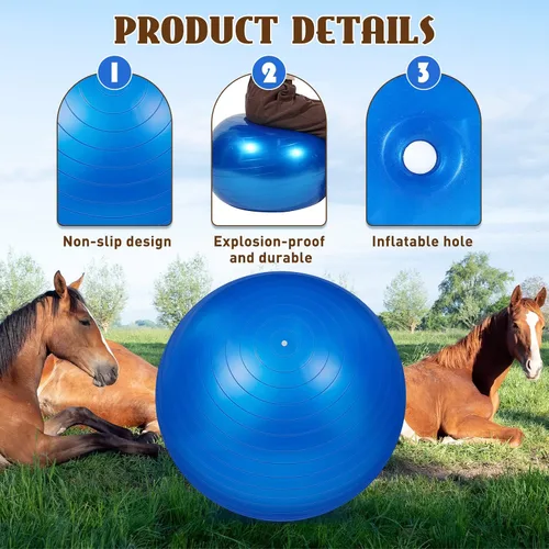 Vista 3 de Sotiff 2 pelotas de caballo de 40 pulgadas para jugar, caballo grande, equino, pastoreo, antiestallido, pelota de fútbol gigante para perro, bomba