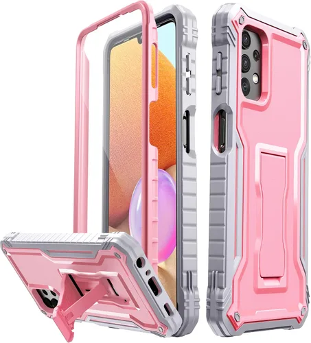Vista 8 de FITO Funda para Samsung Galaxy A32 5G, doble capa a prueba de golpes resistente para teléfono Samsung A32 5G con protector de pantalla, soporte Azul