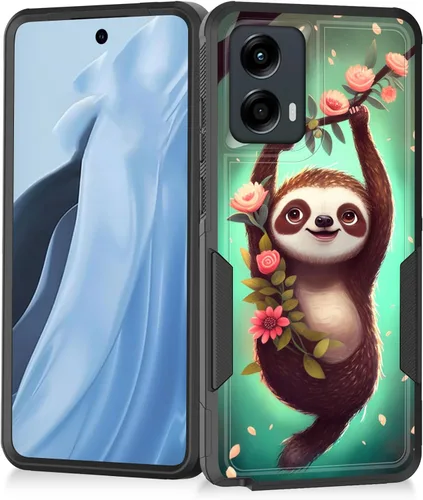 Vista 135 de Funda para Moto G Play 4G 2024, resistente de doble capa híbrida de policarbonato duro, goma suave, a prueba de golpes, funda protectora resistente