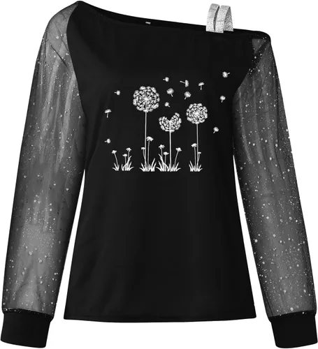Vista 5 de Tops de otoño para mujer, cuello diagonal de moda, manga larga, cuello de una línea, tops de manga larga para mujer, 2-negro, L