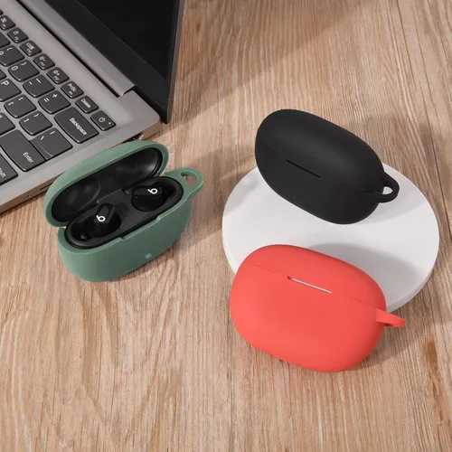 Vista 5 de Funda de silicona AIRSPO compatible con Beats Studio Buds Case 2021 Funda protectora suave para auriculares inalámbricos Beats con llavero
