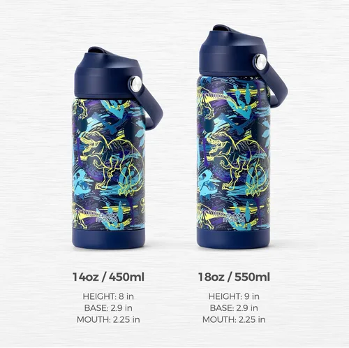 Vista 8 de Botella de Agua Choco Mocha para Niños para la Escuela, Botella de Agua Aislada para Niños de Acero Inoxidable para Niños, 14 Oz Camión Monstruo