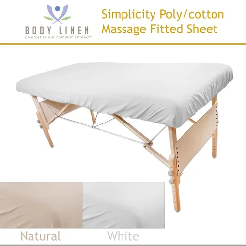 Vista 3 de Body Linen Simplicity - Sábanas bajeras bajeras de polialgodón para mesa de masaje, 180 hilos, ajuste espacioso para mesas de 28 a 32 pulgadas