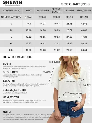 Vista 6 de SHEWIN Blusas de verano para mujer, estilo casual, cuello en V, con volantes, manga corta, holgadas