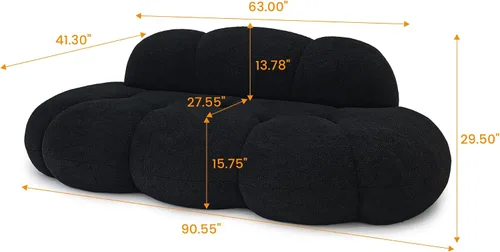 Vista 2 de JACH Sofá de nube de 3 plazas para sala de estar, moderno sofá tapizado de sherpa, sofá de ocio minimalista, cómodo sofá nube para apartamento