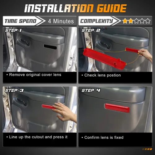 Vista 5 de Panel de moldura de puerta trasera, cubierta de luz reflectora roja izquierda y derecha, compatible con GMC Sierra 15183155 15183156 74367 74368