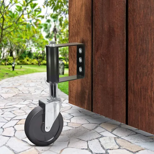 Vista 9 de Ronlap - Ruedas giratorias para puerta de madera con resorte cargadas, 220 libras, 4 pulgadas Heavy duty vertical track roller gate support wheel