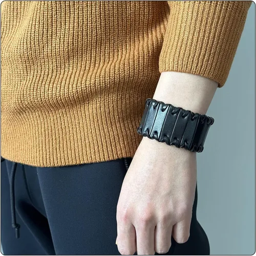 Vista 2 de Pulsera trenzada Punk Rock de cuero ancho