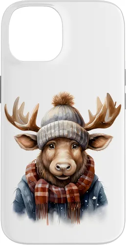 Vista 4 de Cute Moose with Winter Hat & Scarf Case for iPhone 17