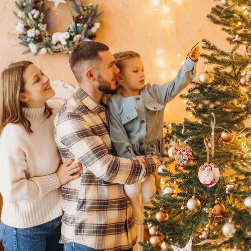 Vista 5 de Bemaystar Adornos de Navidad personalizados con foto 2025 – Adornos de Navidad personalizados con imagen y texto, decoración personalizada de árbol