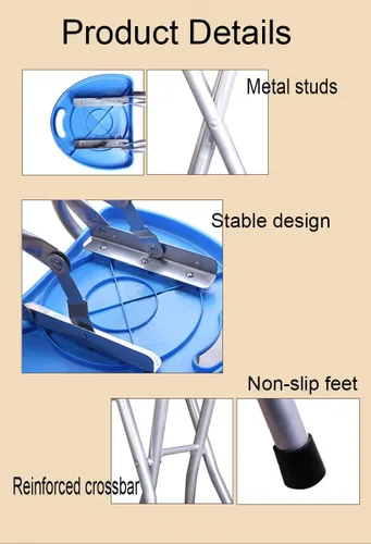 Vista 7 de Taburete de bar plegable de 28 pulgadas con respaldo, taburete plegable portátil Counter Height Foldable Stool,Tall Bar Stools for Outdoor Camping