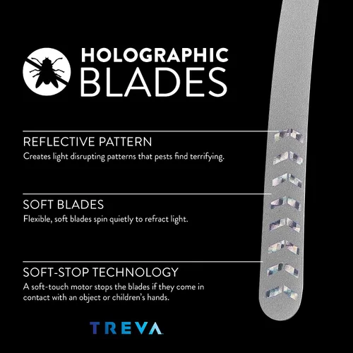 Vista 3 de Treva Ventilador disuasorio de insectos con cuchillas holográficas para eliminar insectos, mosquitos y moscas, ventilador de mosca alimentado por