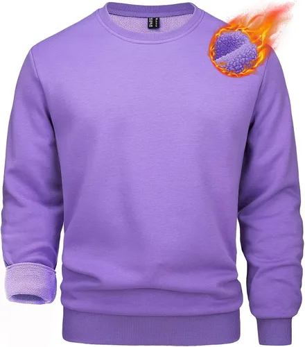 Vista 84 de MAGCOMSEN Sudadera de cuello redondo para hombre de manga larga casual cálida de forro polar