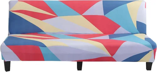 Vista 40 de LiveGo Fundas para futón sin brazos, funda elástica plegable para sofá cama con parte inferior elástica, funda de sofá ajustable estampada, Negro