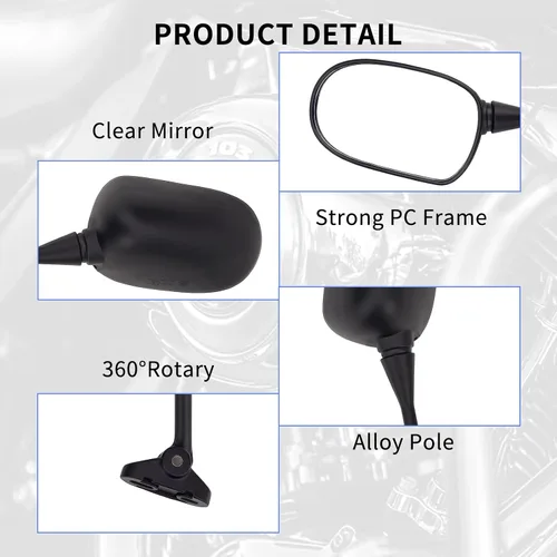 Vista 4 de AHL Espejos retrovisores 88110-MBW-023 88120-MBW-023 compatibles con Honda CBR600 CBR600RR CBR1000 CBR1000RR/CBR600RR F5 2003-2006/CBR600 CBR600F4i
