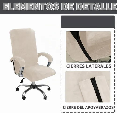 Vista 4 de Funda de terciopelo para silla de oficina y computadora para ejecutivos, beige, XL