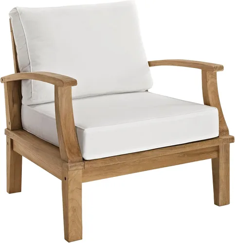 Vista 8 de Modway EEI-1143-NAT-GRY-SET - Sillón para patio al aire libre de madera de teca de grado A, color gris natural