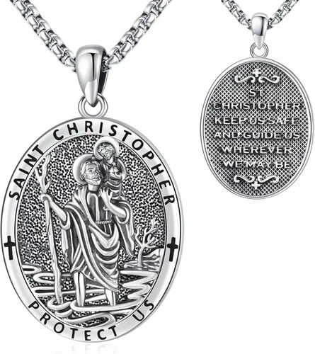 Vista 19 de Collar de San Patrono de Plata de Ley 925 St 01-Virgen María-Oro
