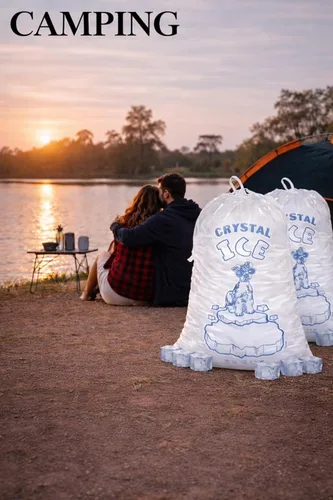 Vista 2 de Paquete de 100 bolsas de hielo de 10 libras, bolsas de hielo resistentes con cordón (1.30 mils de grosor)