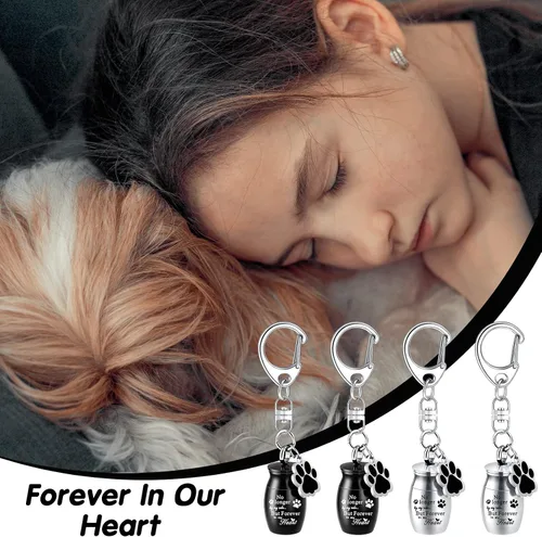 Vista 7 de Sasylvia Llavero de urna para mascotas, llavero para cenizas de mascotas, joyería de cremación de recuerdo de perros, joyería de acero inoxidable