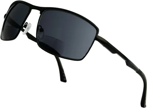 Vista 8 de BFOCO Gafas de sol bifocales con bisagras metálicas y sin tornillos para hombre - Sports Bifocal Sunnies (negro brillante) +1.00