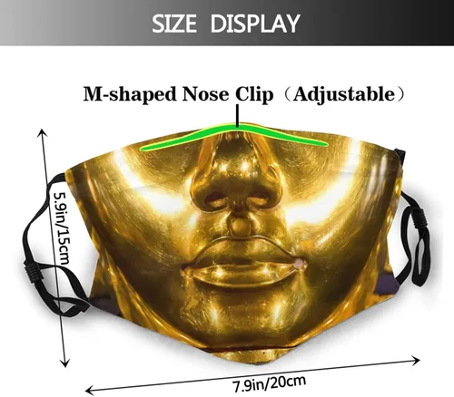 Vista 2 de Máscara facial Egypt Pharaoh Tutankhamun dorado máscara facial con filtro para adultos