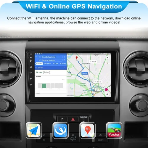 Vista 5 de Radio de coche para Ford F150 2009 2010 2011 2012, radio de pantalla táctil de 9 pulgadas de actualización con 2 GB + 32 GB, CarPlay/Android Auto