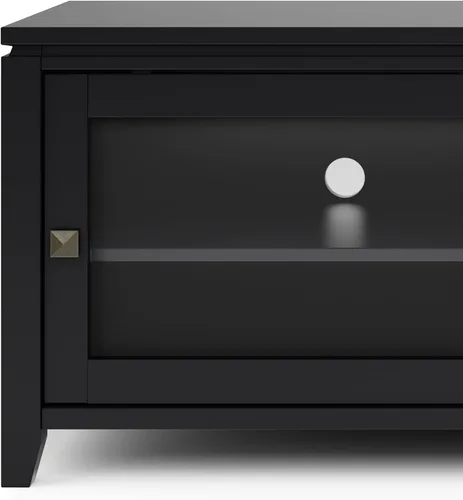 Vista 8 de Soporte Cosmopolitan de SIMPLIHOME de madera maciza negra de 48 pulgadas para televisores de hasta 50 pulgadas de ancho