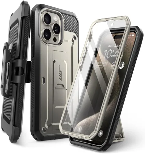 Vista 8 de SUPCASE Funda para iPhone 15 Pro con soporte y clip para cinturón, [Unicorn Beetle Pro] [Protector de pantalla integrado]