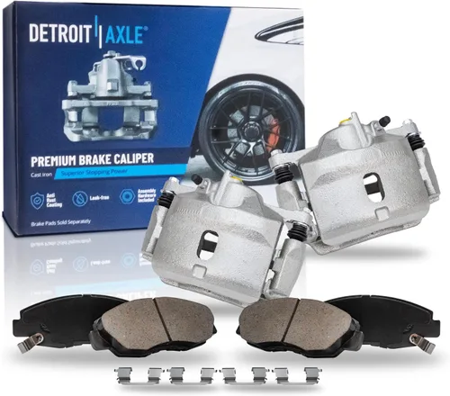 Vista 132 de Detroit Axle - Pastillas de Freno Delantero Izquierdo Reemplazo de Pinza de Disco para Dodge Ram 1500 Dakota Mitsubishi Raider - Juego de 3 piezas