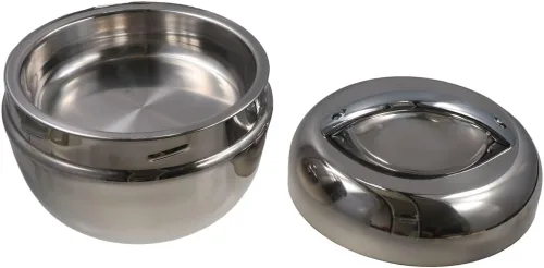 Vista 7 de Lonchera de acero inoxidable, lonchera aislada de 2 capas para alimentos calientes, lonchera portátil de 1 litro, contenedor aislado de acero