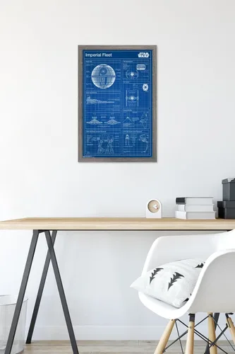 Vista 6 de Star Wars: Saga - Póster de pared con diseño imperial, 22.4 pulgadas de largo x 14.7 pulgadas de ancho, versión enmarcada de madera de granero