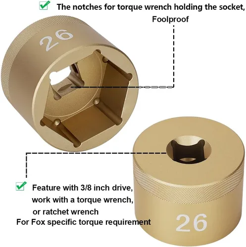 Vista 3 de 26mm Flat Socket 26mm Top Cap Socket for Fox 32 34 36 38 Grip Damper Rebuild