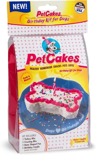 Vista 9 de PetCakes Kit de pastel de cumpleaños para perros, golosinas totalmente naturales, de cachorro a perros grandes, sabor a queso, 5.5 onzas